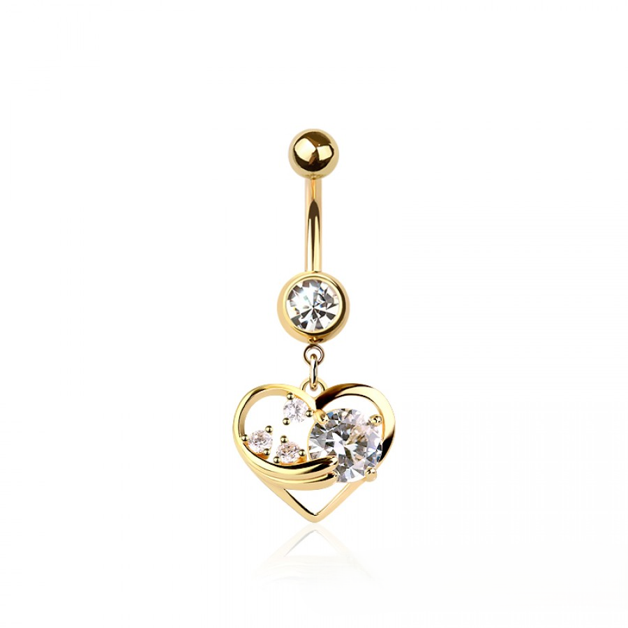 BELLY RING - HEART STAR SILVER