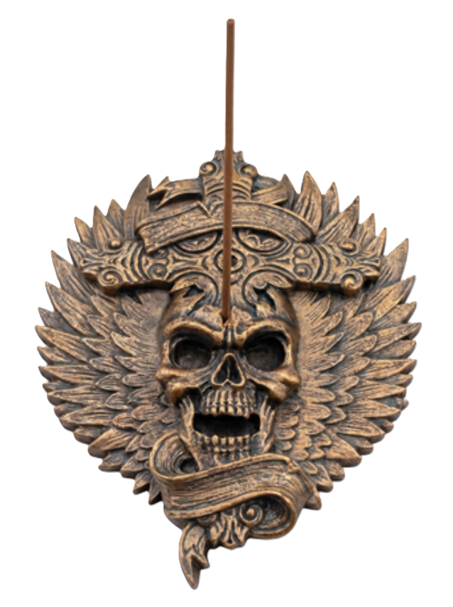 INCENSE BURNER - GOTHIC SKULL CR