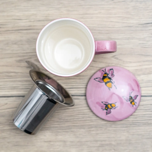 MUG - BEE WITH STRAINER AND LID