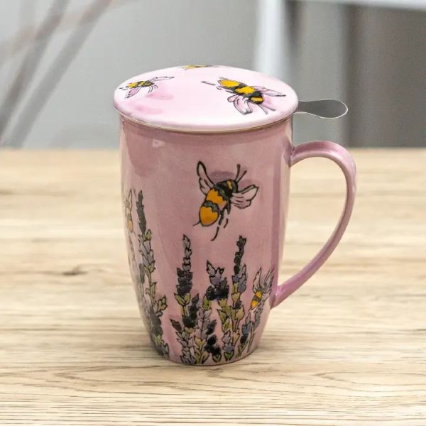 MUG - BEE WITH STRAINER AND LID