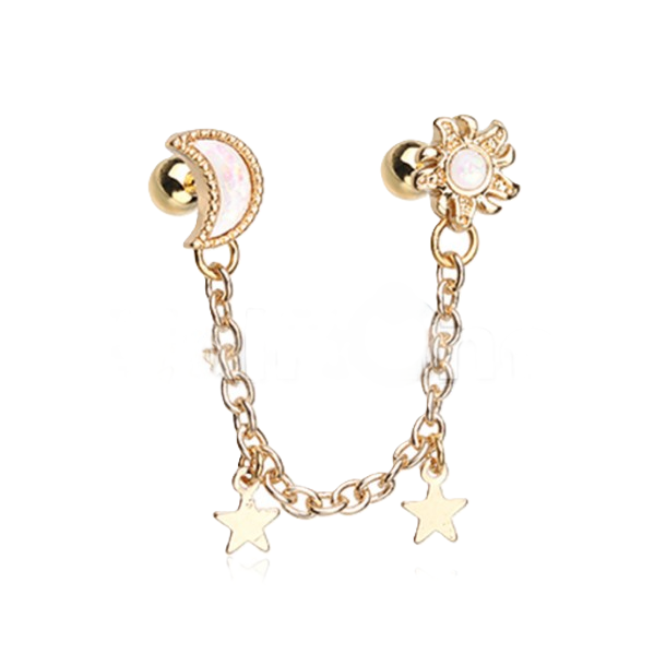 CARTILAGE - 18G SUN MOON CHAIN