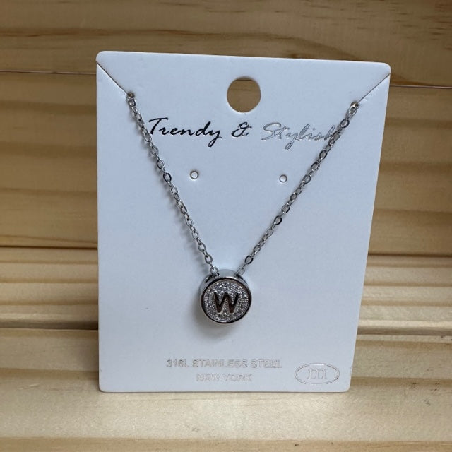 Necklace - Silver Letter W-hotRAGS.com