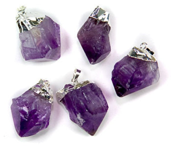 Necklace Silver Plated Amethyst Point Pendant-hotRAGS.com