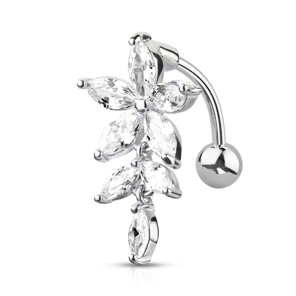 Belly Ring Flower Marquise Cz-hotRAGS.com