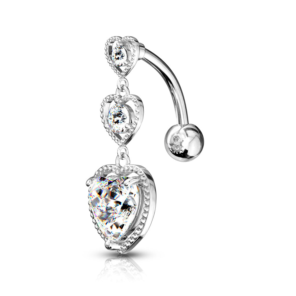 Belly Ring Heart Triple Cz-hotRAGS.com