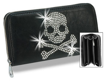 Skull Design Rhinestone Accordion Wallet-hotRAGS.com