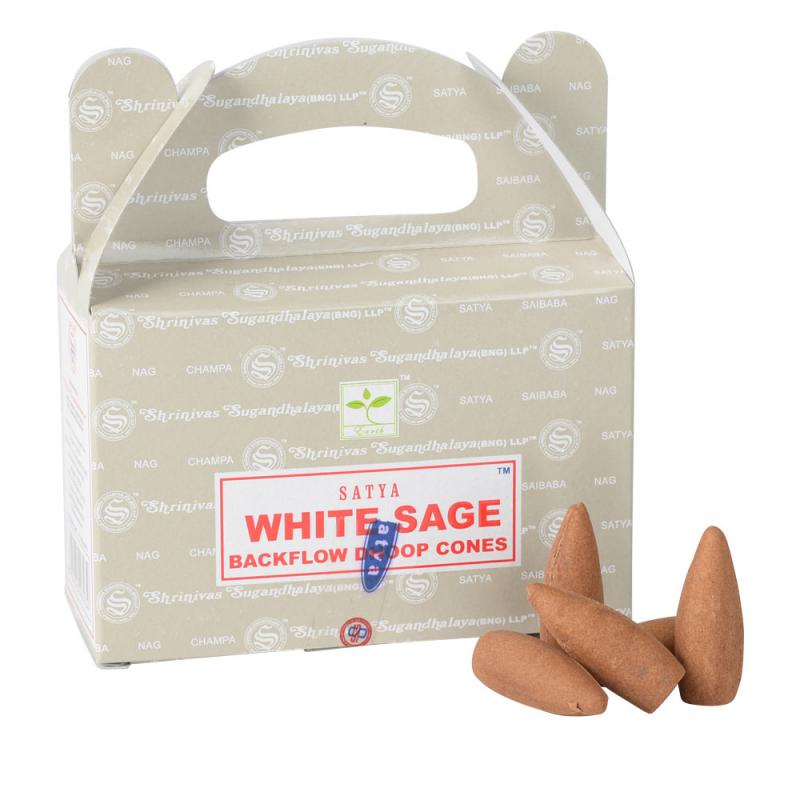 Satya Sai Baba White Sage Backflow Incense Dhoop Cones-hotRAGS.com