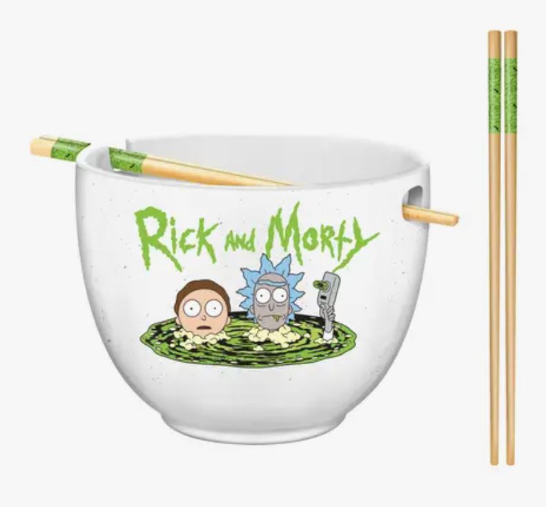 Rick and Morty Portal Ceramic Ramen Bowl with Chopsticks-hotRAGS.com