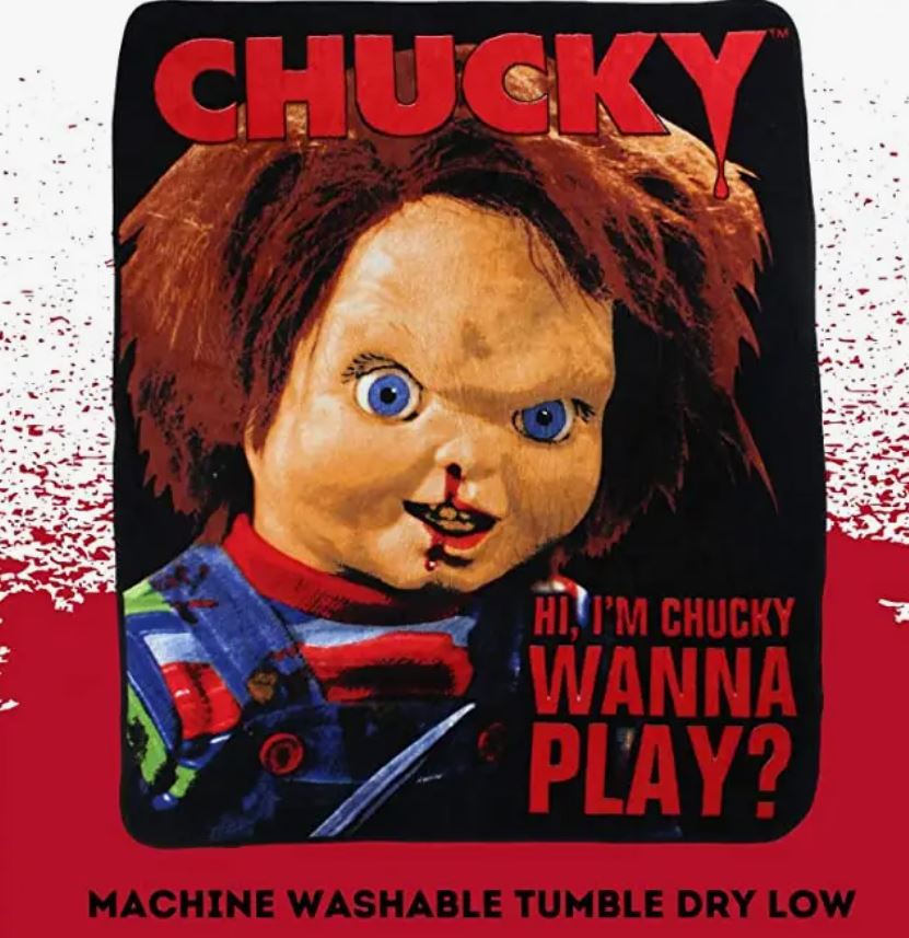 Chucky "Wanna Play" Raschel Throw 50” x 60” Blanket-hotRAGS.com