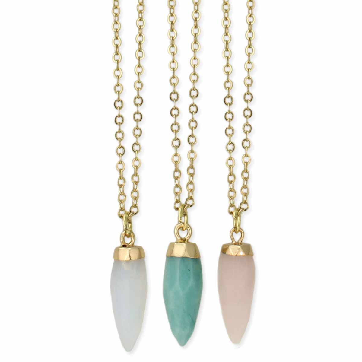 Pastel Gemstone Pointed Drop Necklace-hotRAGS.com
