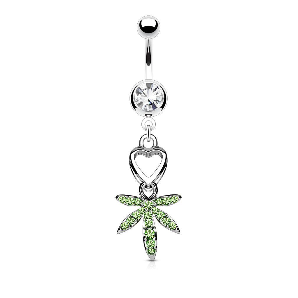 Belly Ring Heart Leaf Green-hotRAGS.com