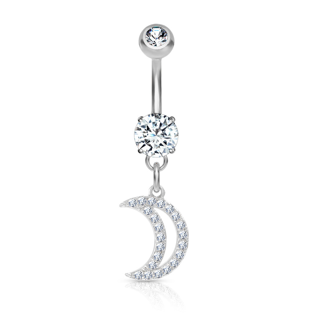 Belly Ring Cz Moon Clear-hotRAGS.com