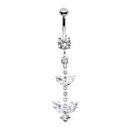 Belly Ring Cubic Zirconia Leaf-hotRAGS.com