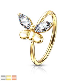 Nose Ring Butterfly Cz Gold-hotRAGS.com