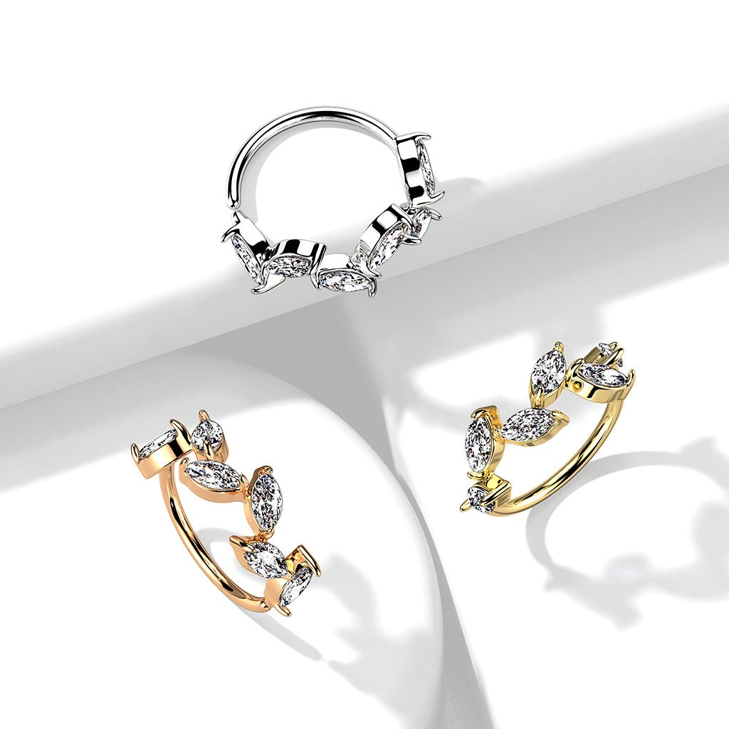 Nose Hoop - 6 Cubic Zirconia - Vines 20g-hotRAGS.com