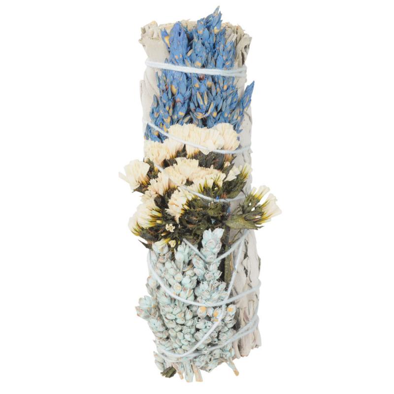 Sage White Blue Flower Smudge-hotRAGS.com