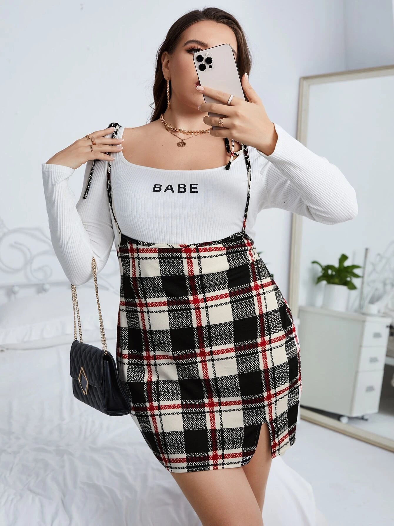 Dress Plaid Tie Shoulder-hotRAGS.com