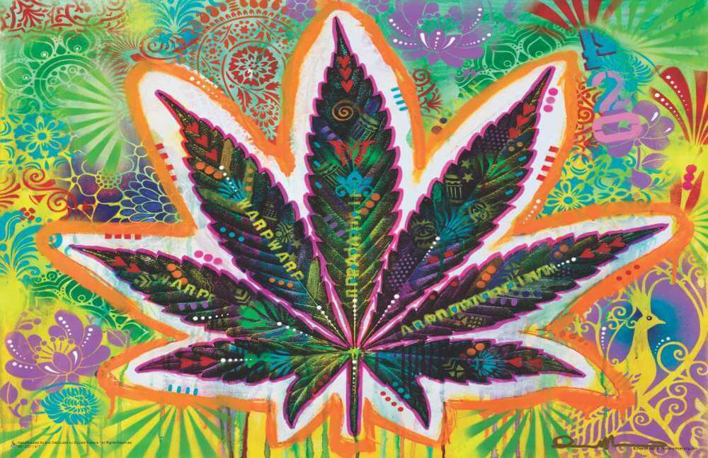 Poster Psychdelic Leaf By Dean Russo-hotRAGS.com