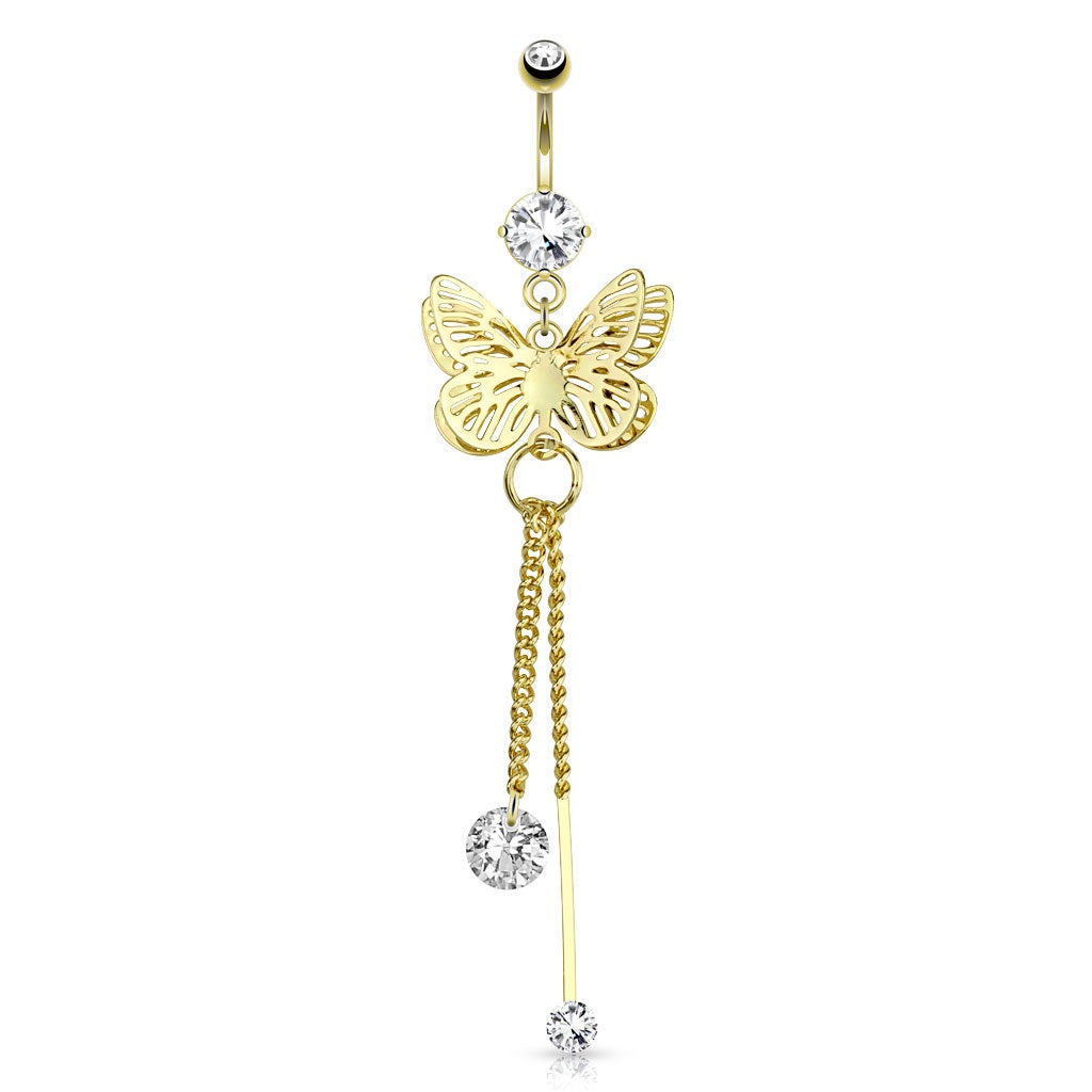 Belly Ring - Butterfly Gold-hotRAGS.com