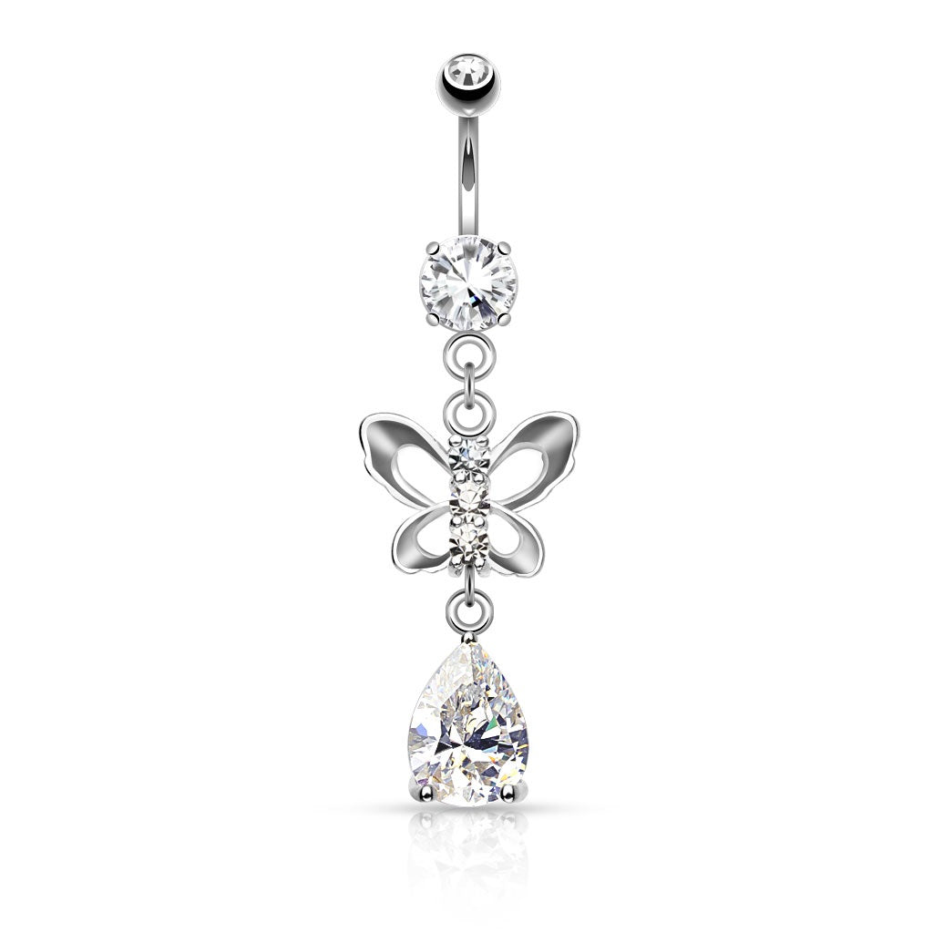 Belly Ring Butterfly Tear Drop-hotRAGS.com