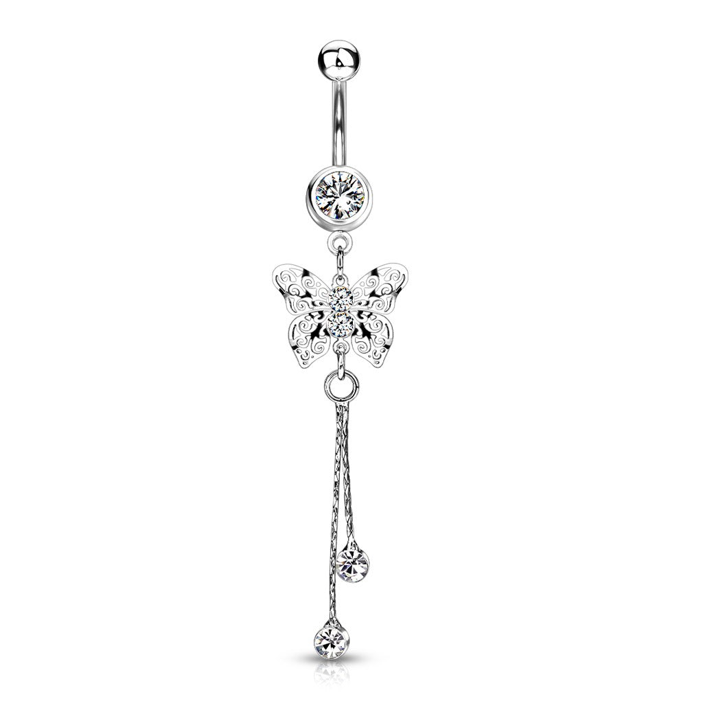 Belly Ring Butterfly Cz Dangle-hotRAGS.com
