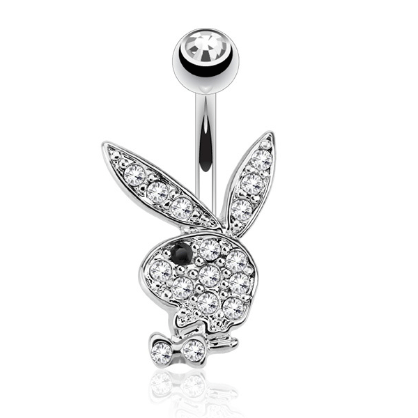 Belly Ring Playboy Clear Black-hotRAGS.com