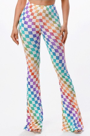 Pants Palazzo Checkered Rainbw-hotRAGS.com