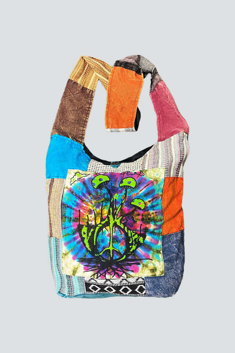 Bag Cotton Shoulder - Peace Sign, Mushroom, So Colorful And Unique-hotRAGS.com
