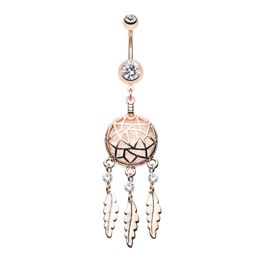 Belly Ring Dreamcatcher Gold Opal-hotRAGS.com