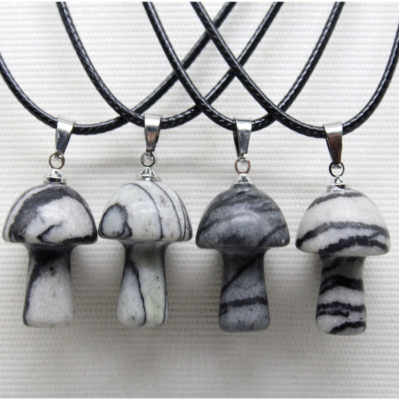 Necklace - Mushroom Black And White-hotRAGS.com