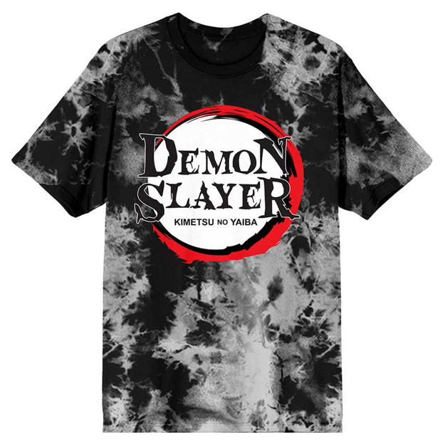 T Shirt Demon Slayer Logo Tie Dye - Black And White-hotRAGS.com