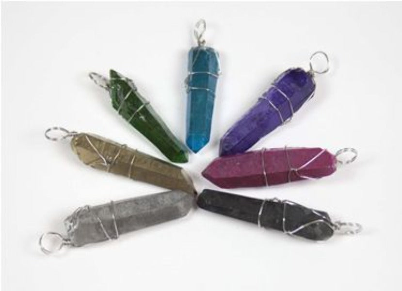 Wire Wrapped Aura Crystal Pendants-hotRAGS.com