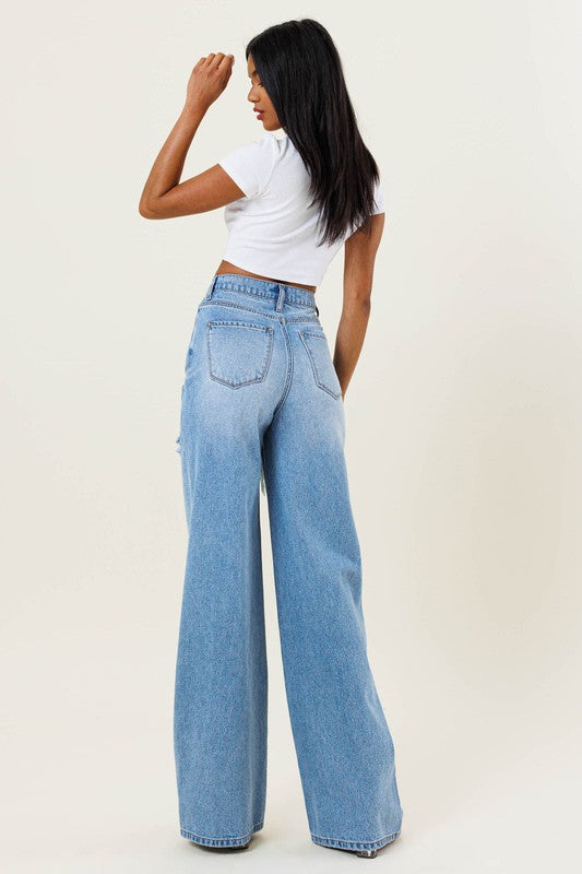 Pants - Denim High Waisted Wide Leg Pant-hotRAGS.com