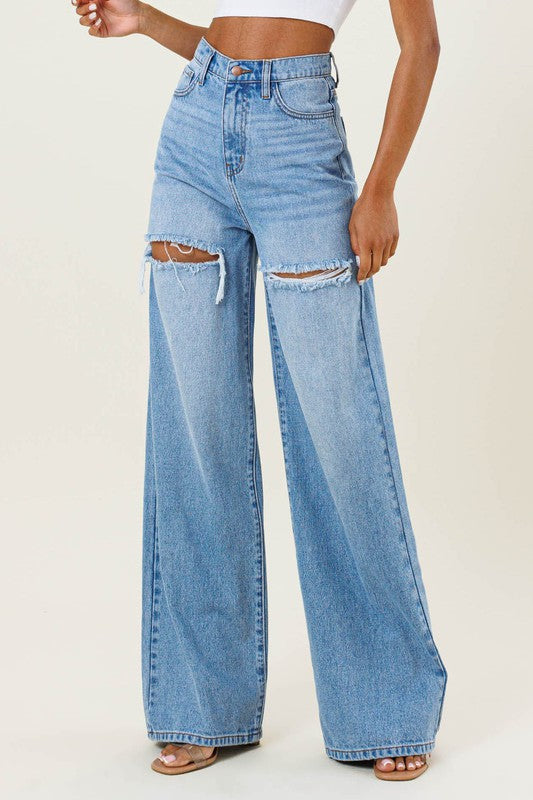 Pants - Denim High Waisted Wide Leg Pant-hotRAGS.com