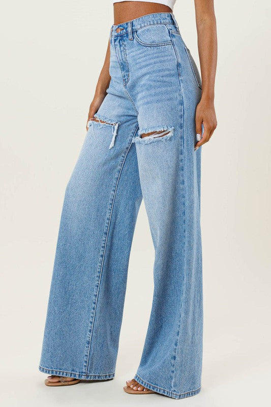 Pants - Denim High Waisted Wide Leg Pant-hotRAGS.com