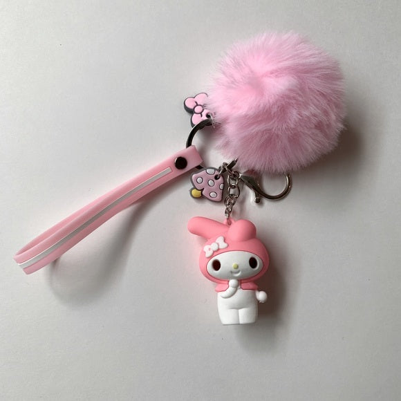 My Melody Keychain Accessory with Pom Pom-hotRAGS.com