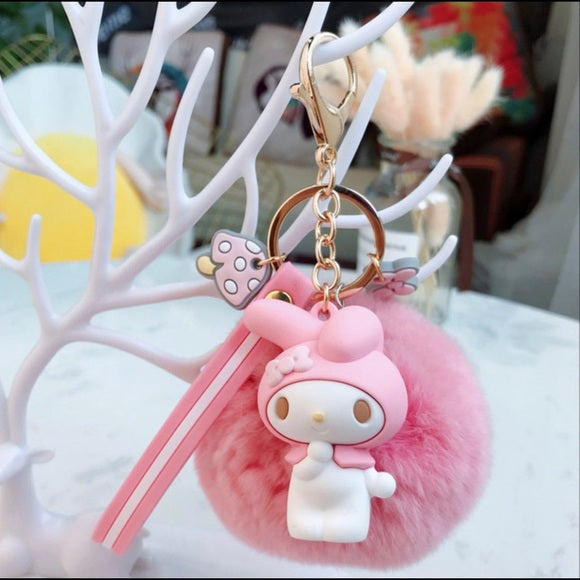 My Melody Keychain Accessory with Pom Pom-hotRAGS.com