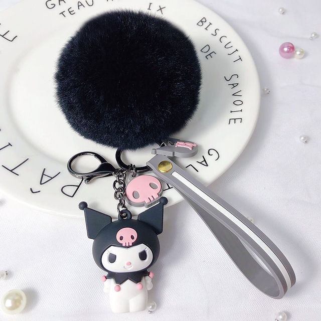 Keychain Kuromi with Black Pom Pom-hotRAGS.com