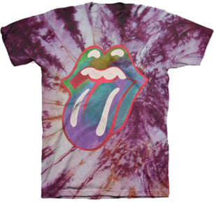 T Shirt Rolling Stone Tongue - Tie Dye-hotRAGS.com