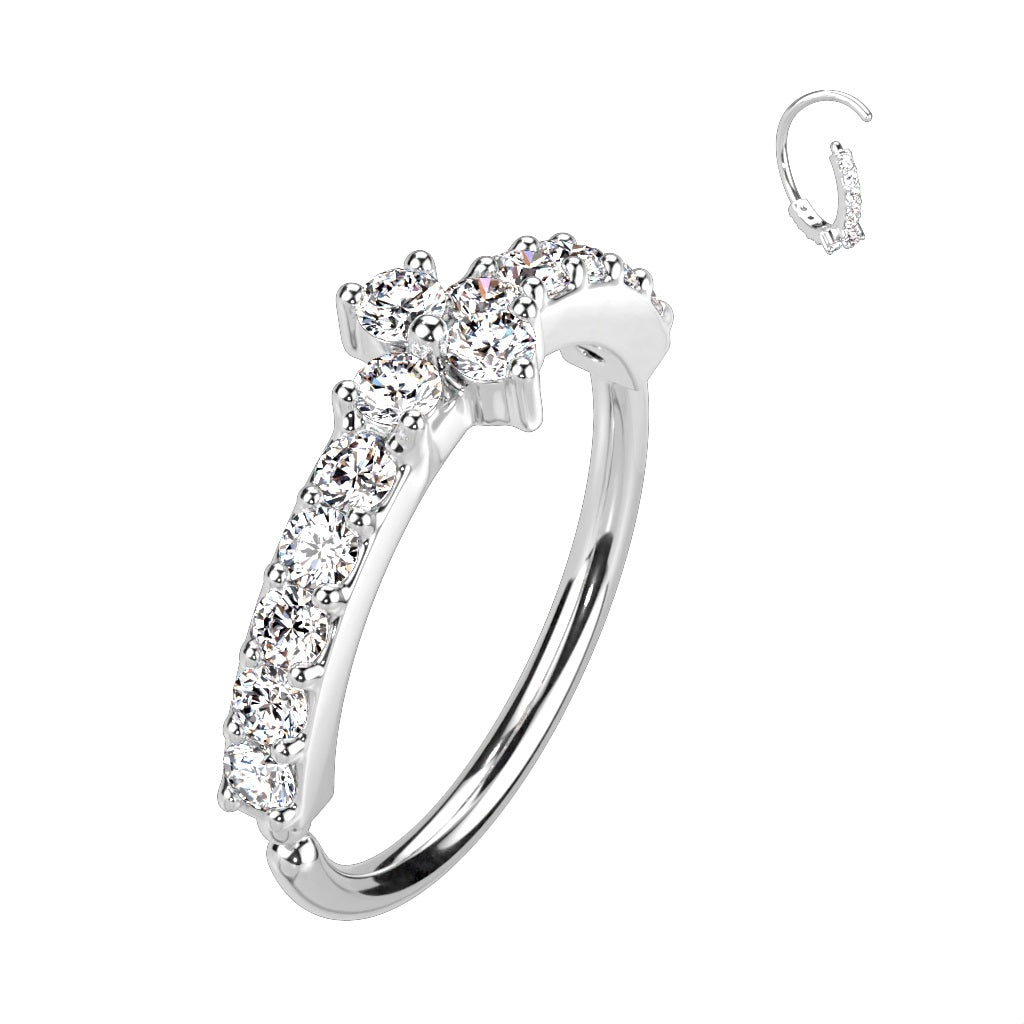 Nose - Triple Cubic Zirconia Triangle - Steel-hotRAGS.com