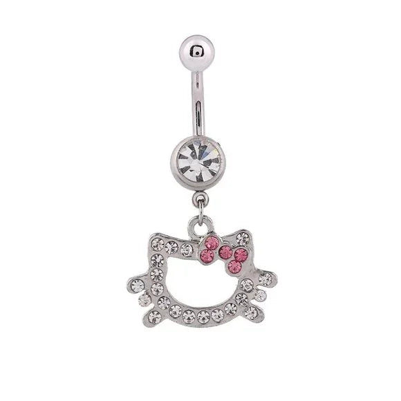 Belly Ring Hello Kitty Outline-hotRAGS.com