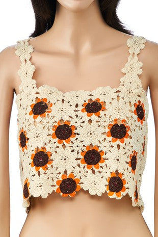 Jr Crop Crochet Sunflower-hotRAGS.com