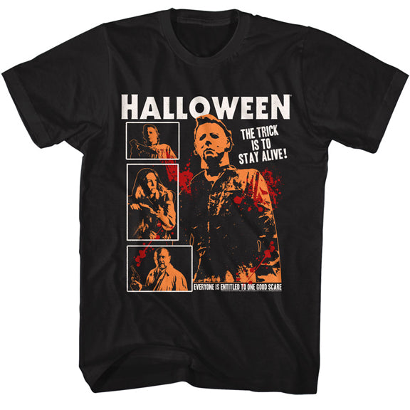 T Shirt Halloween Collage - The Trick Is To Stay Alive-hotRAGS.com