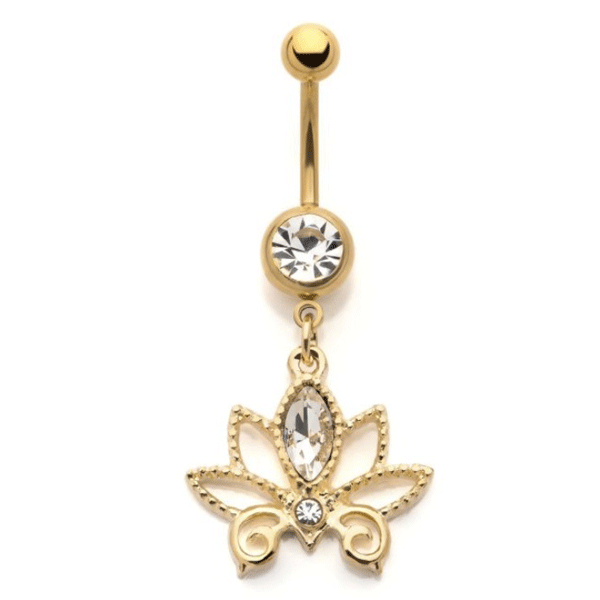 Belly Ring Lotus Clear Gem-hotRAGS.com
