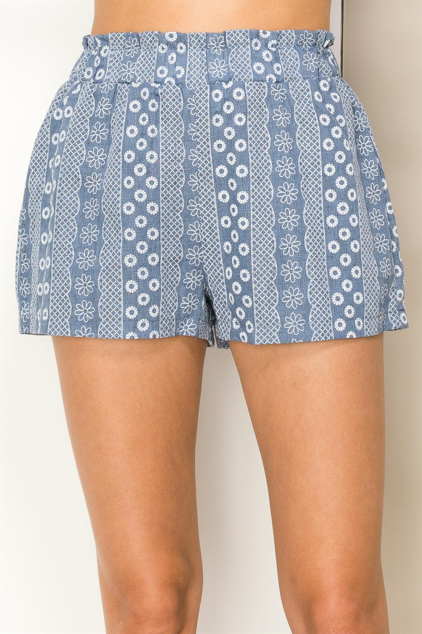 Jr Shorts Floral Blue White-hotRAGS.com