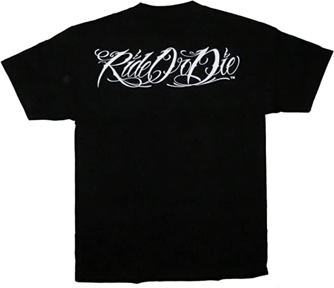 DGA David Gonzales Art Ride or Die Bonnie & Clyde Dirty Money Tattoo Mens T-Shirt-hotRAGS.com