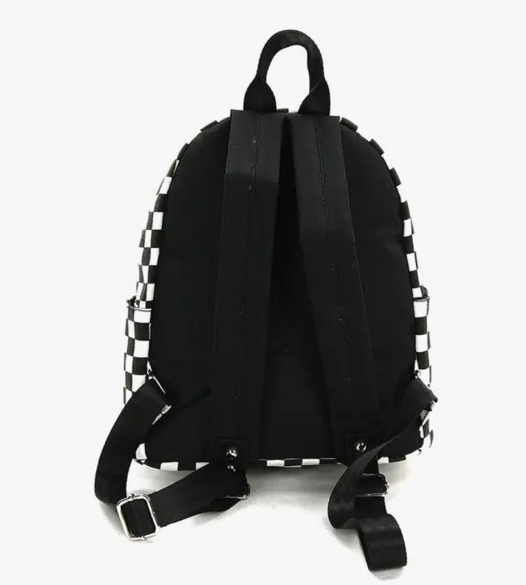 Black and White Checkered Canvas Mini Backpack-hotRAGS.com