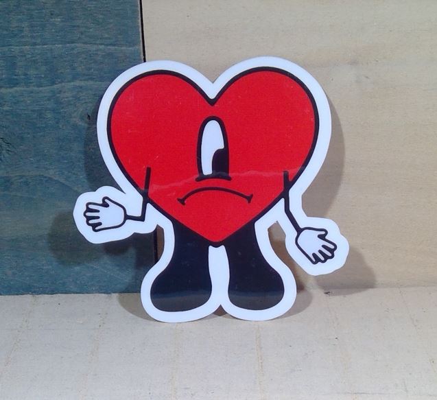 Bad Bunny Red Sad Heart Sticker-hotRAGS.com