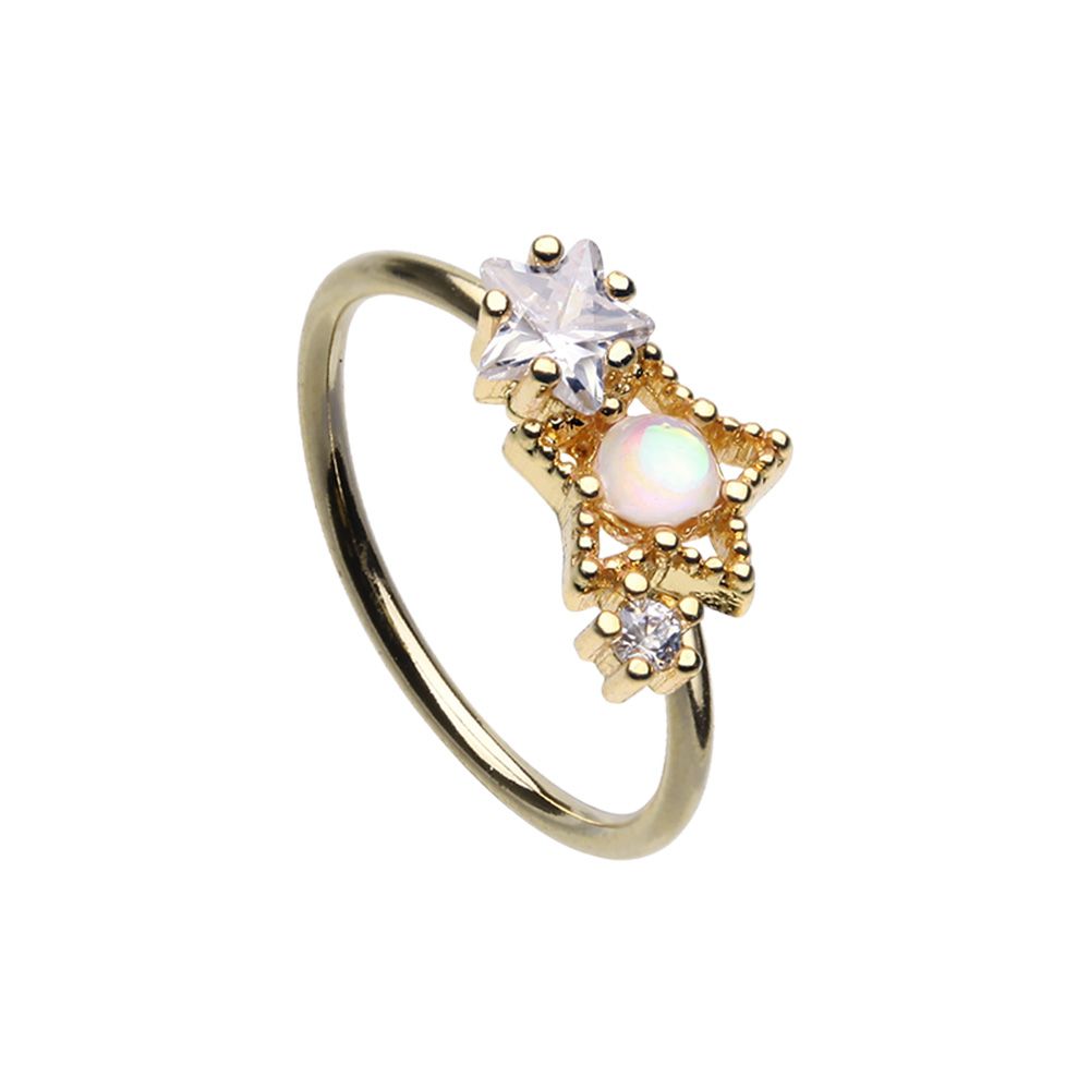 Nose Ring Golden Star Opal-hotRAGS.com