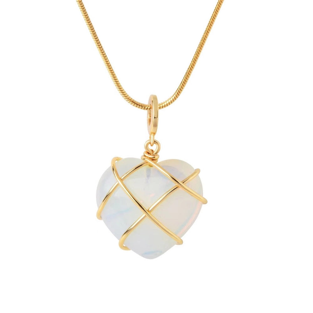 Necklace Crystal Heart Opal-hotRAGS.com